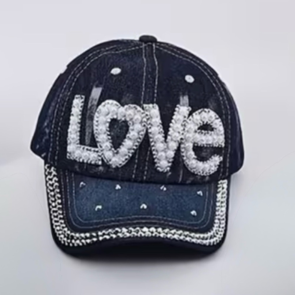Stylish Dark Blue Denim Love Cap, NEW